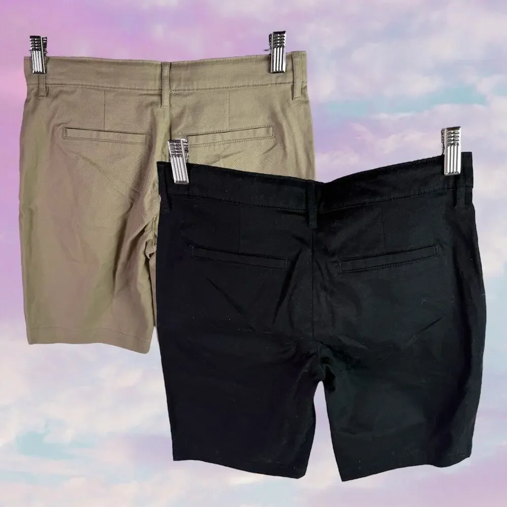 Old Navy NWT Set of 2 Girl's 14 Tan Khaki & Bermuda Chino Shorts 100% Cotton